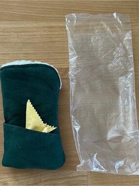 Green and Cream Glasses Case New Sheepskin Vintage NWT